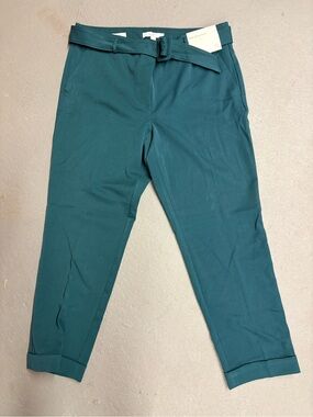 🆕 LOFT Teal Belted Cropped Tapered Pants
